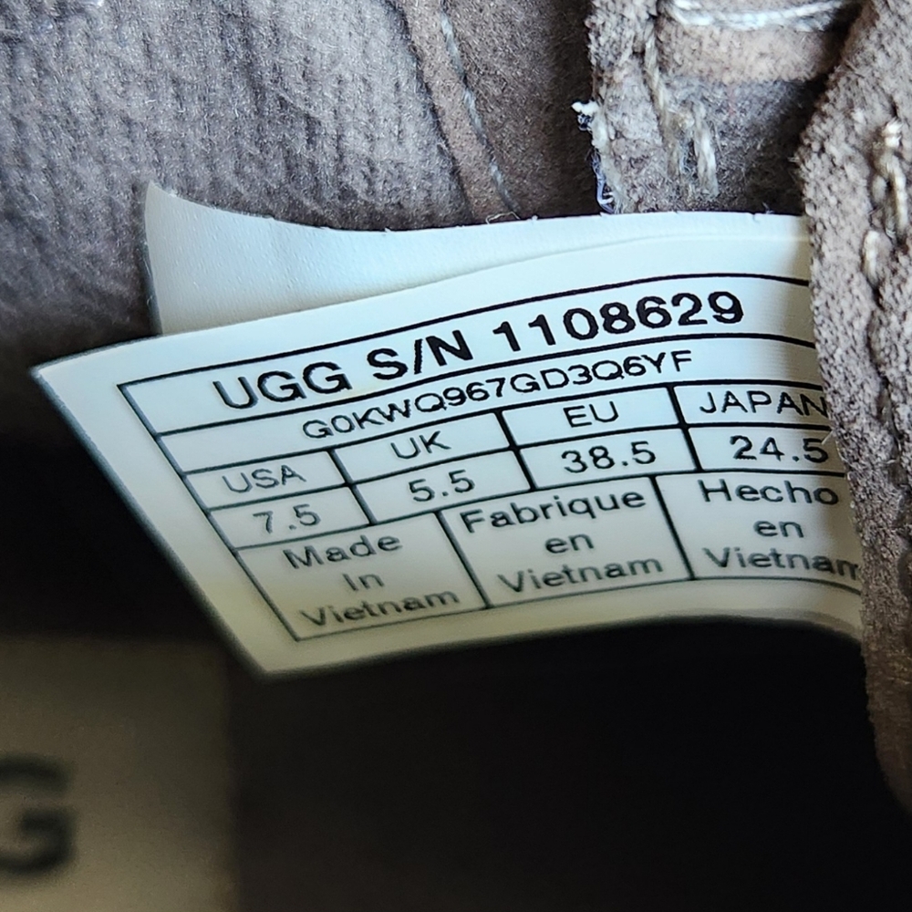 UGG "Kriston" Waterproof Suede Wedge Heeled Boots Taupe Brown | Women's Size 7.5 - Picture 11 of 12